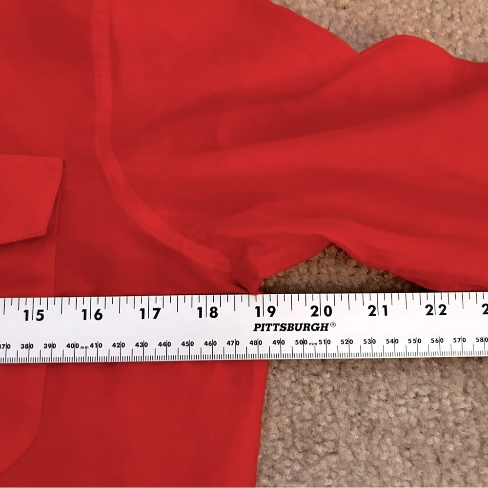 Lauren Ralph Lauren Orange Long Sleeve Cotton/Silk Button Down Shirt - Picture 7 of 8